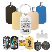 Customized Logo Blank Engraving Sublimation Metal Name Id Chain Dog Tag Necklace Dog Tags Stainless Steel Keychain