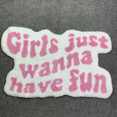 【CC】☬✺  50x80cm Irregular Shaped Pink Letters Individual Design Flocked Soft Room Door Rug Three Styles Bedside