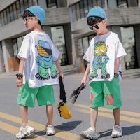 Fashion Summer Teenage Boy Clothes Boys for 4 6 8 10 12 Year Hiphop Korean Casual T-Shirt Shorts 2Pcs Sets Funny Cartoon Suit