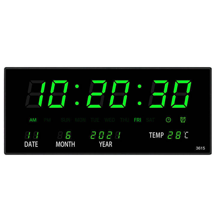 36*15*2.8CM Digital Wall Clock 4 Alarms Hourly Chiming Temperature