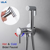 ULA Black Bidet Faucet Portable Toilet Bidet Sprayer Brass Toilet Bidet Faucet Hygienic Shower Hot Cold Water Toilet Faucets