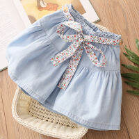 2021 Hot Summer Casual 3 4 5 6 7 8 9 10 11 12 Years Baby Child Solid Color Cotton Loose Denim Shorts With Belt For Kids Girls