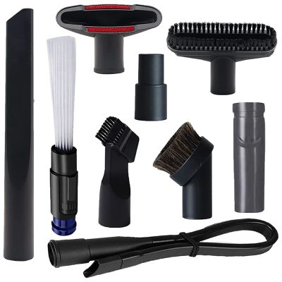 1Set 1 1/4 Inch Vacuum Household Cleaning Brush Kit with 2 Vacuum Hose Adapter Black for Shop Vac Accessories