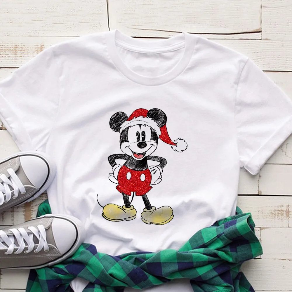 Disney Tops Christmas Minie Mouse Gift Fashion Womens T-Shirts Kawaii  Harajuku T Shirt Brand Ropa Aesthetic European Family Look | Lazada PH