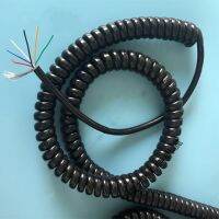 PUR spring wire shielded cable 6core 22 awg stretch 1 2 3 4 5 6 3 7 8 9 10 11 12 meters fog surface spiral telescopic wire Wires Leads Adapters