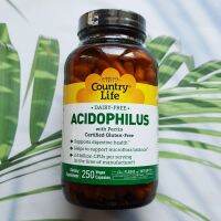 (Country Life®) Acidophilus with Pectin 250 Vegan Capsules แอซิโดฟิลัส เพื่อสุขภาพการย่อยอาหาร