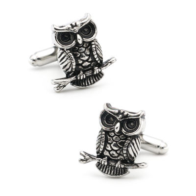 Vintage Design Owl Cufflinks สำหรับผู้ชายคุณภาพวัสดุทองแดงสีดำ Cuff Links ขายส่งและขายปลีก-Yrrey