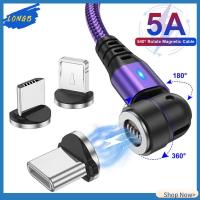 LONGB หมุนได้540องศา สายเคเบิลแม่เหล็ก 5A ไมโครไทป์ซี สายเคเบิล USB มืออาชีพอย่างมืออาชีพ แบบ3 in 1 สายเคเบิลข้อมูล