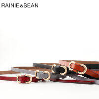 RAINIE SEAN เข็มขัดบางสำหรับสตรีหนังแท้สุภาพสตรีเข็มขัดสำหรับชุด Knot จริง Cowskin แฟชั่นสายคล้องคออุปกรณ์เสริม