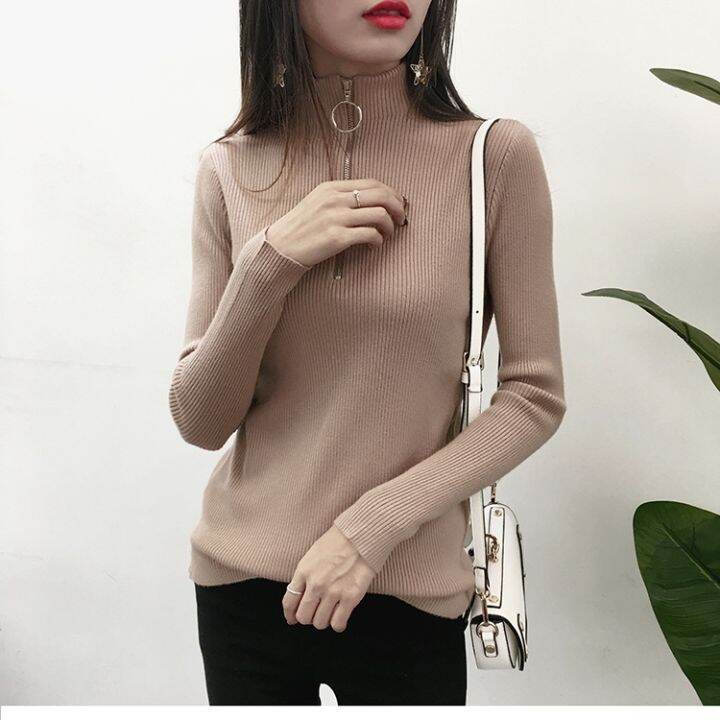 korean-knitted-turtleneck-sweater-women-autumn-winter-zipper-up-solid-color-knitting-pullovers-big-size-pull-femme-polo-jumper