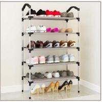 SHOES RACK ชั้นวางรองเท้า 5ชั้น ชั้นเก็บรองเท้า(สีดำ) จัดระเบียบรองเท้า ชั้นถอดประกอบได้ มีด้ามจับ (สีดำ)