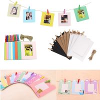 10 Pcs DIY Kraft Paper Photo Frame 3 inch Hanging Wall Photos Picture Frame Kraft Paper With Clips and Rope For Film camera