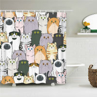Waterproof Polyester Fabric Shower Curtain with Hooks Cartoon Cute Cat Dog Bath Curtain Child Home Decor Boy Bathroom Curtains