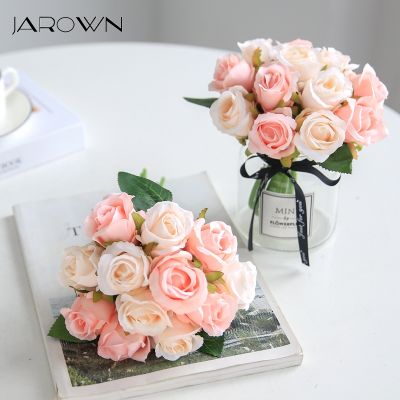 【cw】 JAROWN 12 HeadsArtificialBouquetsSilk Fake Flowers Wedding Decoration Holding Flowers HomeFlores 【hot】