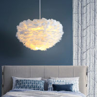 Luxury Feather Lamp Home Decor Led Pendant Lights Hanglamp Lampara Techo Infantil Princess Kid Bedroom Lustre Salon Hanging