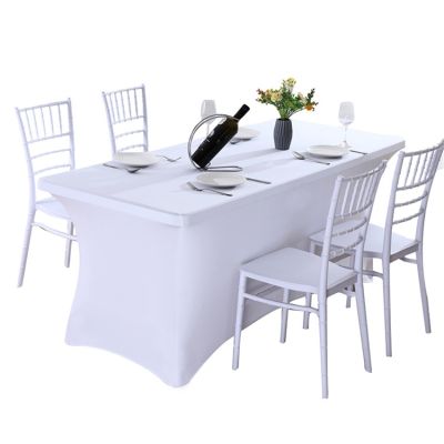 Spandex Fitted Tablecloth High Stretch Wedding Hotel Birthday Table Cover for 4ft 5ft 6ft 8ft Folding Table Cocktail Tablecloth