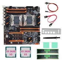 X99 Dual CPU Motherboard +2XE5 2620 V3 CPU+2XDDR4 4G RECC RAM+SATA Cable+Baffle LGA 2011 8XDDR4 Slot Support 2011-V3 CPU Kits