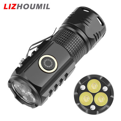 LIZHOUMIL ไฟฉายชาร์จไฟได้3LED 500ลูเมนสว่างมาก IPX4กันน้ำได้4ระดับทรงพลังไฟแฟลช Led สำหรับตั้งแคมป์