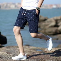 lawrenceblack  Fashion Shorts Men New mens summer elastic tethered shorts mid pants summer cotton print shorts