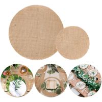 10pcs Round Linen Jute Burlap Dining Table Mat Linen Table Placemat Tea Cup Plates Mats For Home Wedding Christmas Party Decor