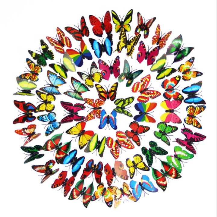 25pcs-package-3d-butterfly-wall-sticker-blue-yellow-green-red-purple-household-wall-curtain-decoration-sticker