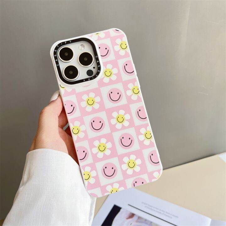 casetifg-เคสโทรศัพท์มือถือซิลิโคน-tpu-กันกระแทก-ป้องกันเลนส์-ลายตารางหน้ายิ้ม-หรูหรา-สําหรับ-iphone-11-13-12-14-pro-max-7-8-14-plus-xr-x-xs-max