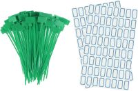Tcenofoxy 100pcs Nylon Cable Ties Tags Label Marker Self-Locking for Marking Organizing Green Cable Management