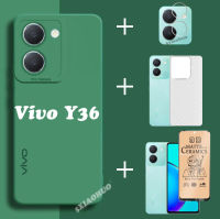 4in 1 Vivo Y36 Vivo เคสโทรศัพท์ที่ Y36เคสโทรศัพท์ซิลิโคนนุ่ม + ฟิล์มกระจกเทมเปอร์ + ฟิล์มเลนส์ + ฝาหลัง