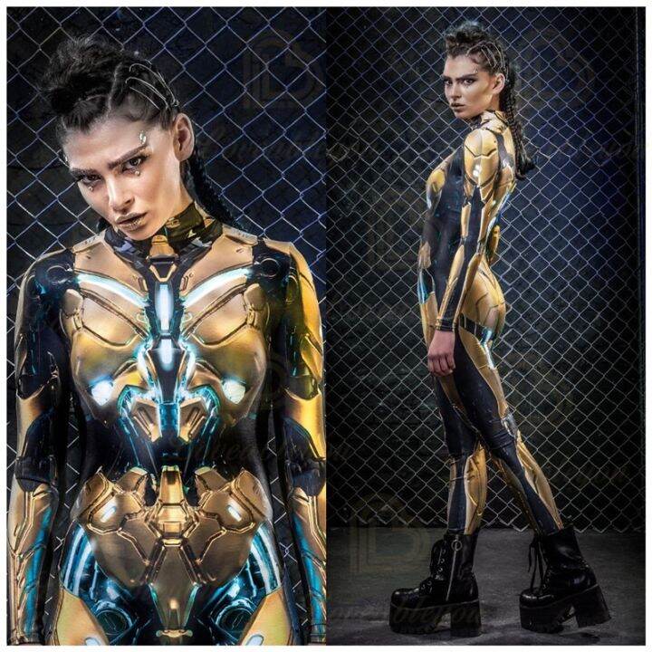 Golden Armor Cosplay Costume 3D Printed Silver Muscle Suit Halloween ...