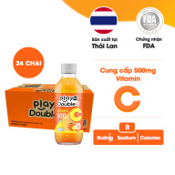 Thùng 24 chai nước giải khát vitamin C vị cam và chanh vàng Playmore Double C Thái Lan 160ml thumbnail