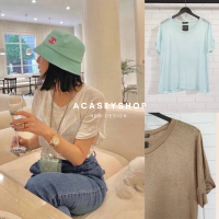 Acasey เสื้อแขนสั้นผู้หญิง แขนพับ ผ้าสลาฟเกรดพรีเมี่ยม ไซส์ 40นิ้ว