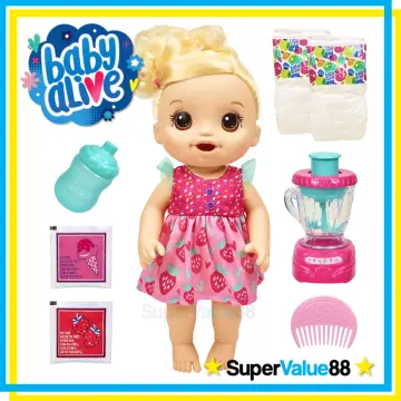 Baby Alive Magical Mixer Baby Doll Tropical Treat with Blender Accessories,  Drinks, Wets, Eats, Brown Hair Toy for Kids Ages 3 and Up