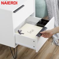 NAIERDI Zinc Alloy Kitchen Invisible Handle Black Silver Hidden Cabinet Handles Drawer Knobs Bedroom Door Cupboard Pulls Door Hardware