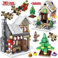 【ร้อน】741PcsStreet ViewCabinBlocks Santa ClausFriends อิฐสถาปัตยกรรม DIYForGifts