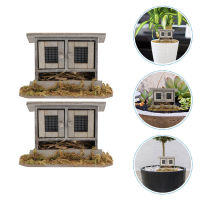 BESTOMZ 2pcs Mini Chicken Coop Decor Simulation Chicken Nest Mini Henhouse Adornments