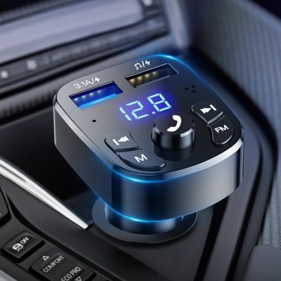 เครื่องเล่น MP3ในรถยนต์ชุดเครื่องส่งสัญญาณ FM ในรถวิทยุ FM ตัวรับสัญญาณบลูทูธบลูทูธแบบสองเครื่องชาร์จ USB ที่รวดเร็วใช้ร่วมกันได้5.0