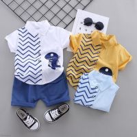 COD SDFGERTYTRRT BBWORLD Summer Baby Boys Set Casual Short Sleeve Cartoon Shark Print T-shirt Tops Shorts Costume Set