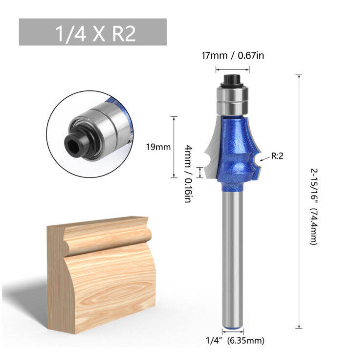 Corner Bead Router Bit Incisive Cut Edge Beading Router Bit 1/4xR2 for