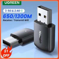 UGREEN AC650อะแดปเตอร์ Wifi/อีเตอร์เน็ต USB AC1300 5G &amp; 2.4G Wifi สำหรับพีซีแล็ปท็อปเดสก์ท็อป Windows Linux ไวไฟเสาอากาศการ์ดเน็ตเวิร์ก