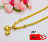 JP10-2024289 สร้อยคอทองปลอม 2 บาท 24 นิ้ว ใส่อาบน้ำได้ โดนน้ำทะเลได้ ชุบทอง 24K สร้อยทองชุบ เศษทอง ทองหุ้ม งานไมครอนหนาพิเศษ เคลือบกันหมอง