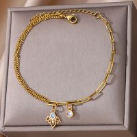 Zircon Lotus Anklets For Women Stainless Steel Gold Color Flower Lotus Anklet Bracelet Foot Chain Christmas Party Jewelry Gift