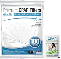 พร้อมส่ง !!กรองเครื่อง ResMed 180 แผ่นแถมฟรี Cpap wipes 1ซอง ยี่ห้อ RespLaps Premium Cpap Filter For Resmed S10 S9 serie