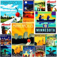 แม่เหล็กติดตู้เย็น มินเนโซตา USA ขนาด 2 × 3 นิ้ว วินเทจ Fridge magnet Minnesota America Souvenir Vintage 2x3 inch รับสั่งทำผลิต Made to order