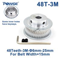 Powge 48ฟัน Htd 3M จังหวะรอก6/8/10/12/14/15/16/17/19/20/25Mm สำหรับความกว้าง15Mm 3M เข็มขัดซิงโครนัส Htd3m 48ฟัน48 T