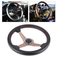 250 มม./14in สำหรับ NARDI สไตล์ 6-Bolt Half Dish สีดำ Perforated Leather Racing พวงมาลัย W/Horn Modifed Parts