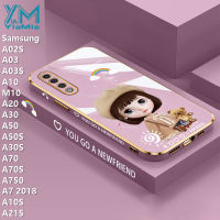 YiaMia สำหรับ Samsung Galaxy A02S A03 A03S A10 M10 A20 A30 A50 A50S A30S A70 A70S A750 A7 2018 A10S A20S A21S โทรศัพท์กรณีแฟชั่นน่ารักสาวการ์ตูน Luxury Chrome Soft TPU โทรศัพท์กรณีกล้อง Full Coverage ป้องกันเคสสำหรับมือถือ