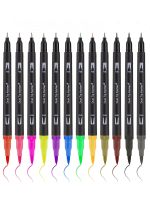 Bview Art 12 Coloring Brush and Fine Tip Art Marker Set Dual Brush Pens for Calligraphy  Drawing  Manga  Bullet JournalHighlighters  Markers