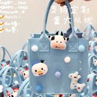 New Net Red Cartoon Felt Bag Handbag Hundred Day Banquet Accompanying Souvenir Simple Shopping Bag Going Out Hand Bag 【AUG】