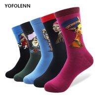 【CW】 5 Pairs/Lot Men  39;s Colorful Socks Combed Cotton Fashion Men Breathable