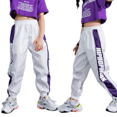 LOLANTA Girls Boys Pants with Letter Print Kids Jazz Hip hop Jogger Bottoms 4-14 Years Summer Casual Daily Trousers